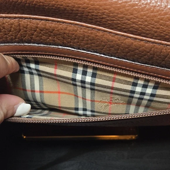 BURBERRYS VINTAGE Chestnut Brown Leather Clutch Bag - Picture 6 of 12
